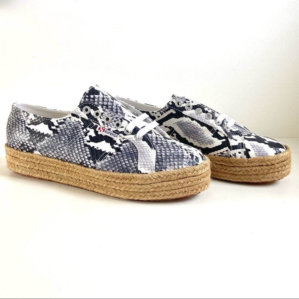 Brand New✨Superga Pufanropew Black & White Snakeskin Espadrille Sneakers - Picture 2 of 10